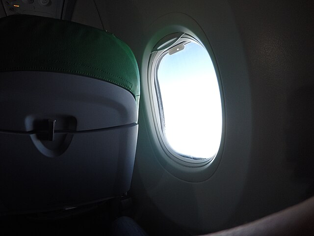 An image of a plane window.