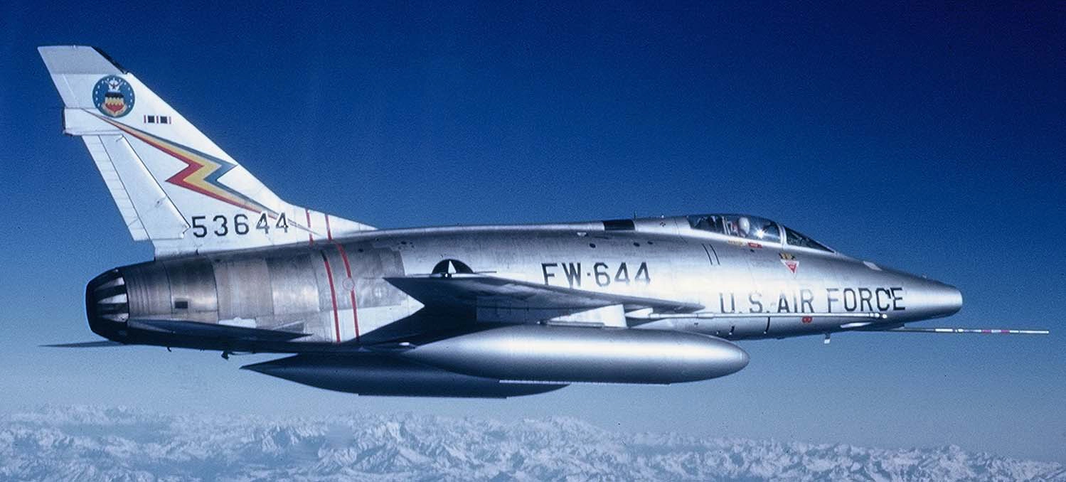 F-100D Super Sabre aircraft in the sky