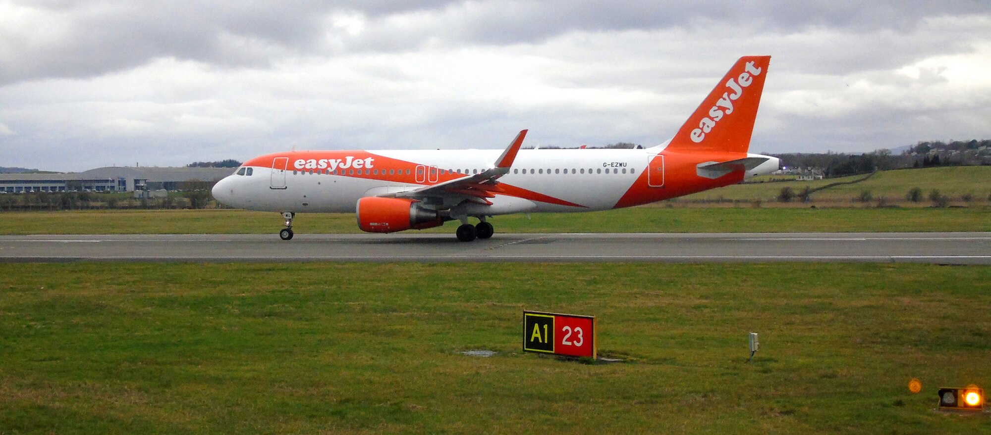 Easyjet aircraft at Glasgow Airport.