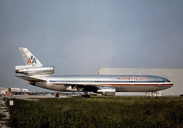 An American Airlines DC-10, registered N110AA, pictured at Chicago O'Hare Airport.