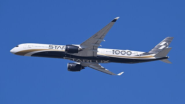Starlux Airbus A350-1000 B-58551 departing Taoyuan.