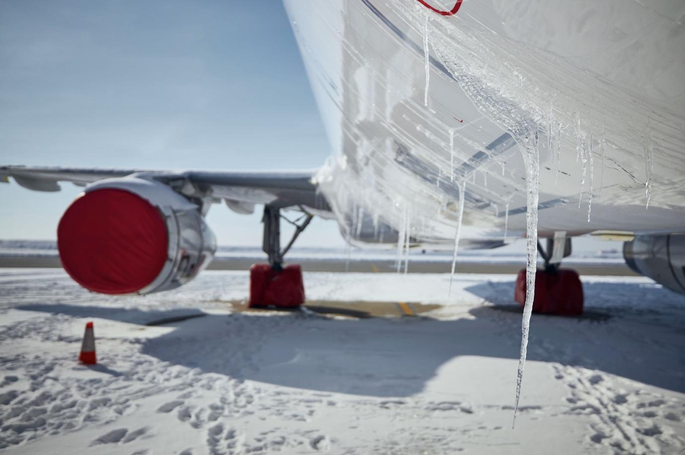 aircraft with ice on fuselage