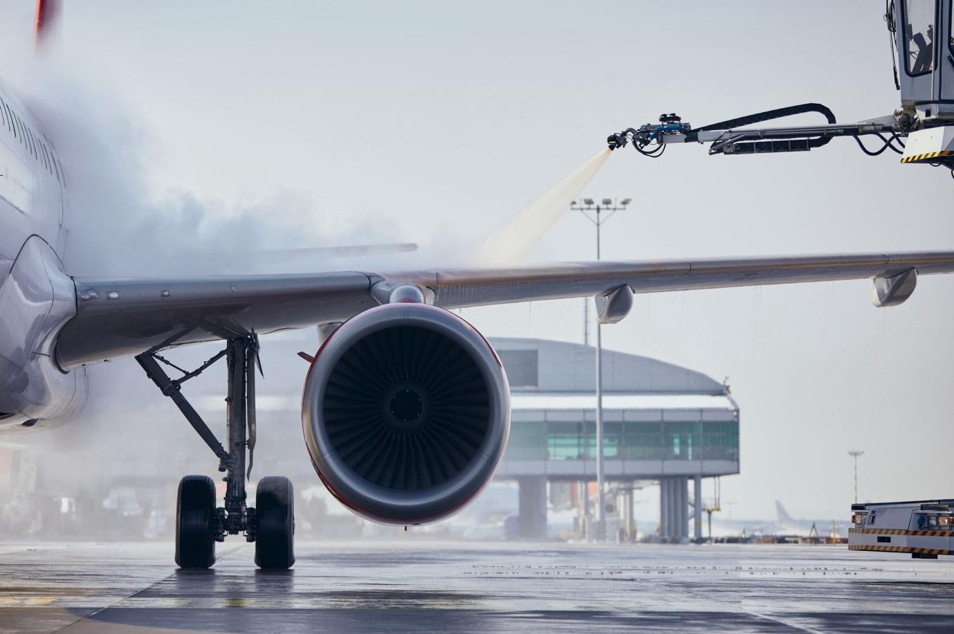 deicing vehicle on an airport