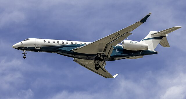 2021 Bombardier Global 7500on final approach at Maryland, USA.