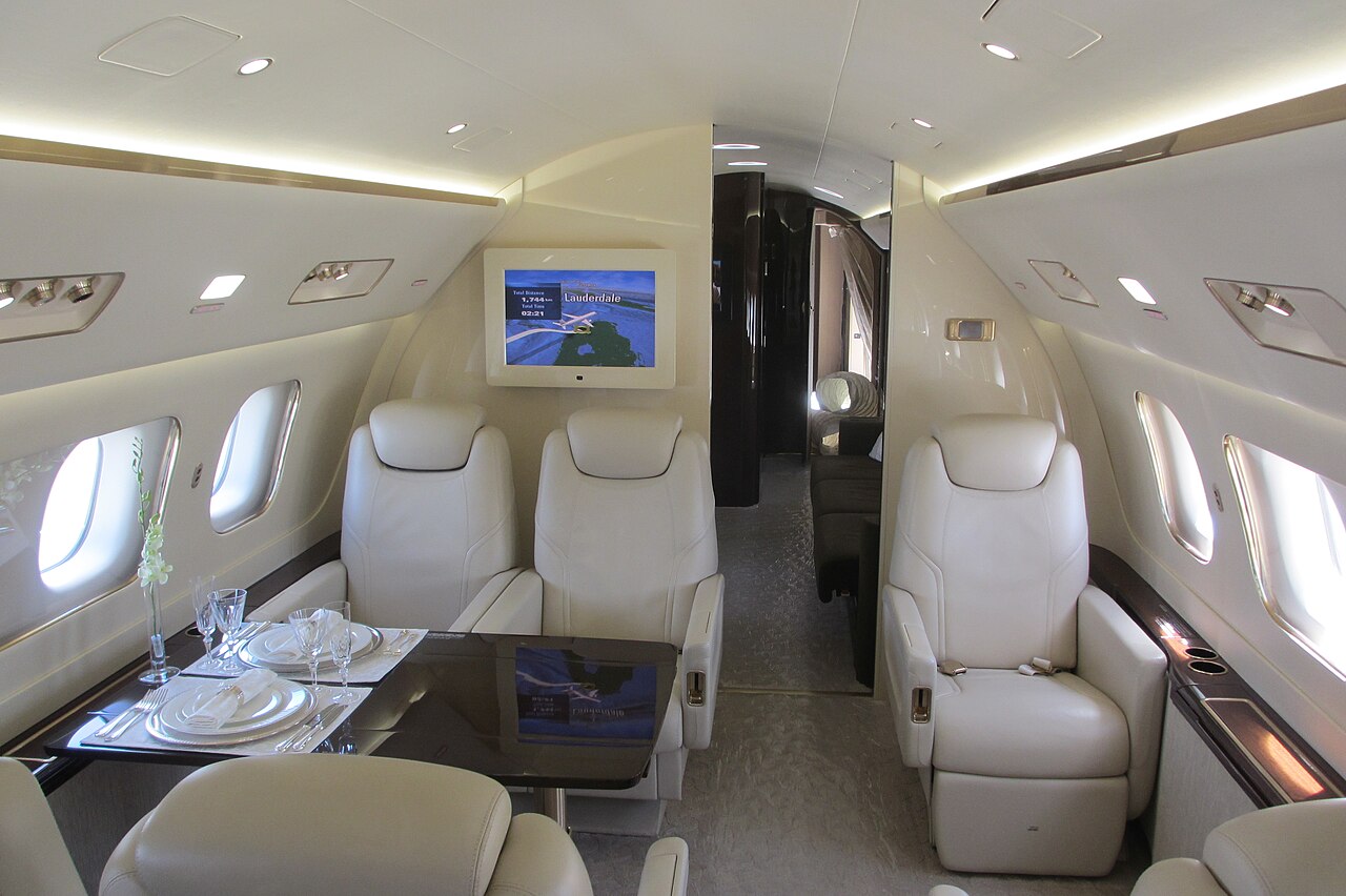 Interior of Embraer Lineage 1000 cabin.