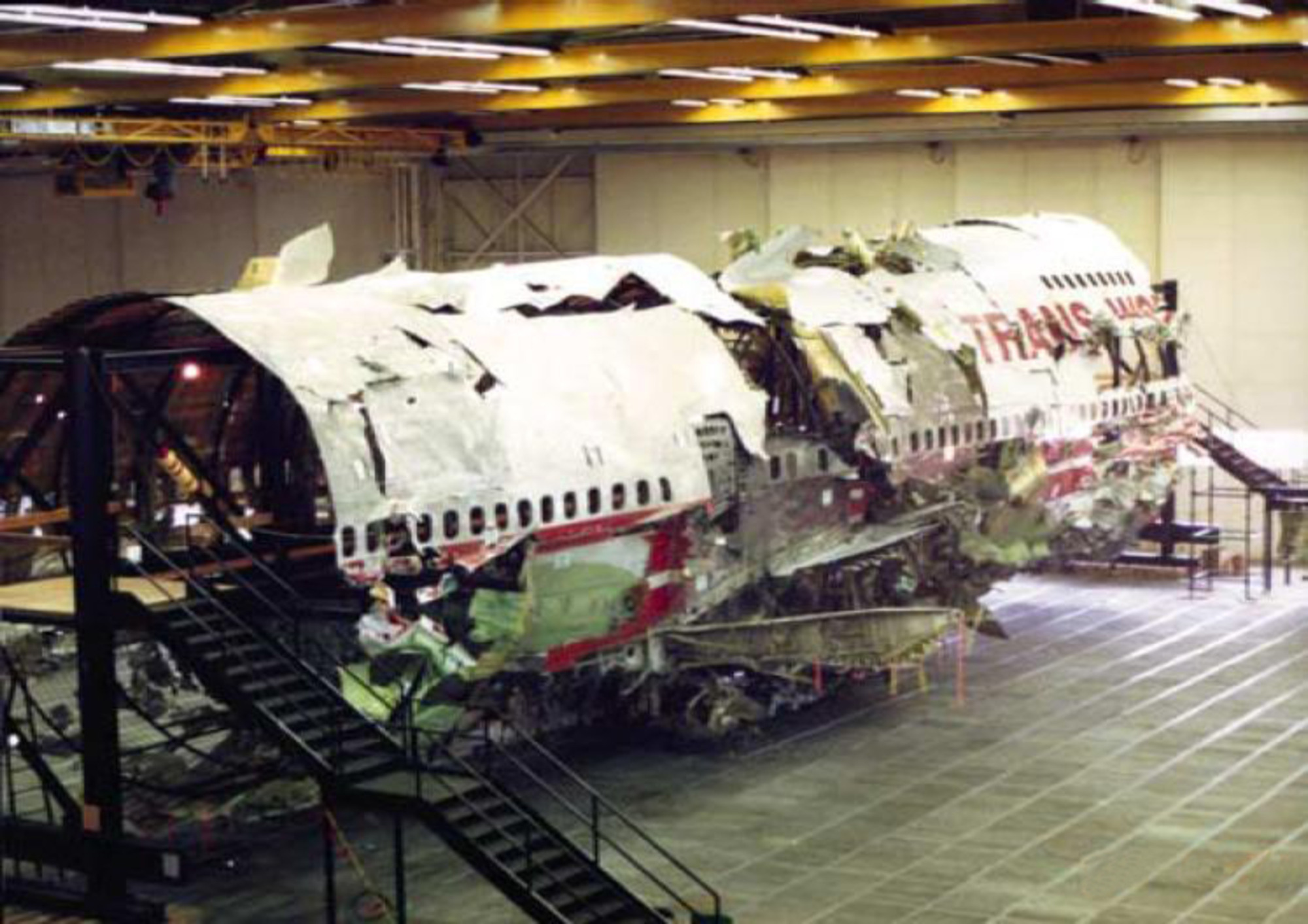 TWA Flight 800 collected parts of a plane after explosion