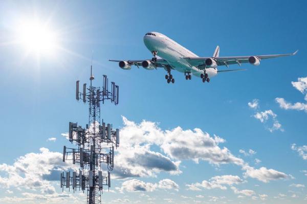 Airplane flying over radars