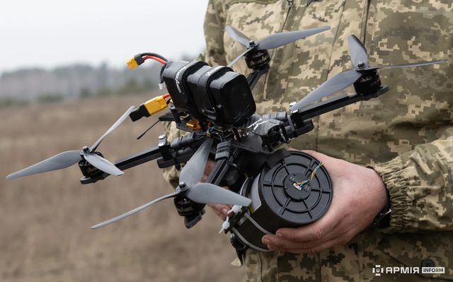Ukrainian FPV drone with fiber-optic communication channel