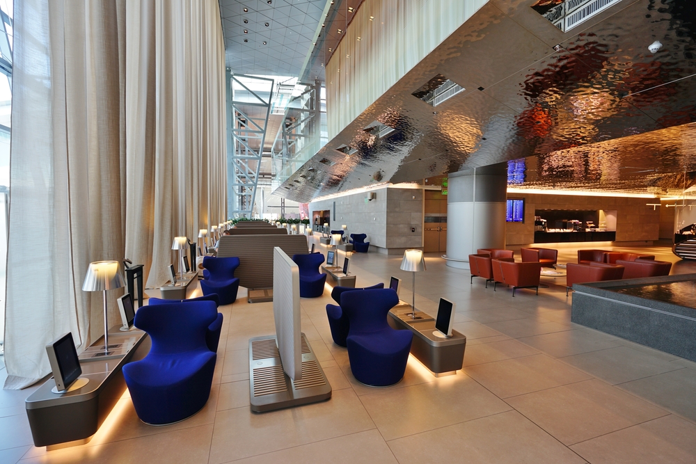 View of A First class business lounge at the Hamad International Airport (DOH) in Doha