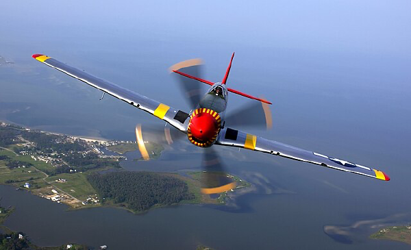 A P-51 Mustang in flight.
