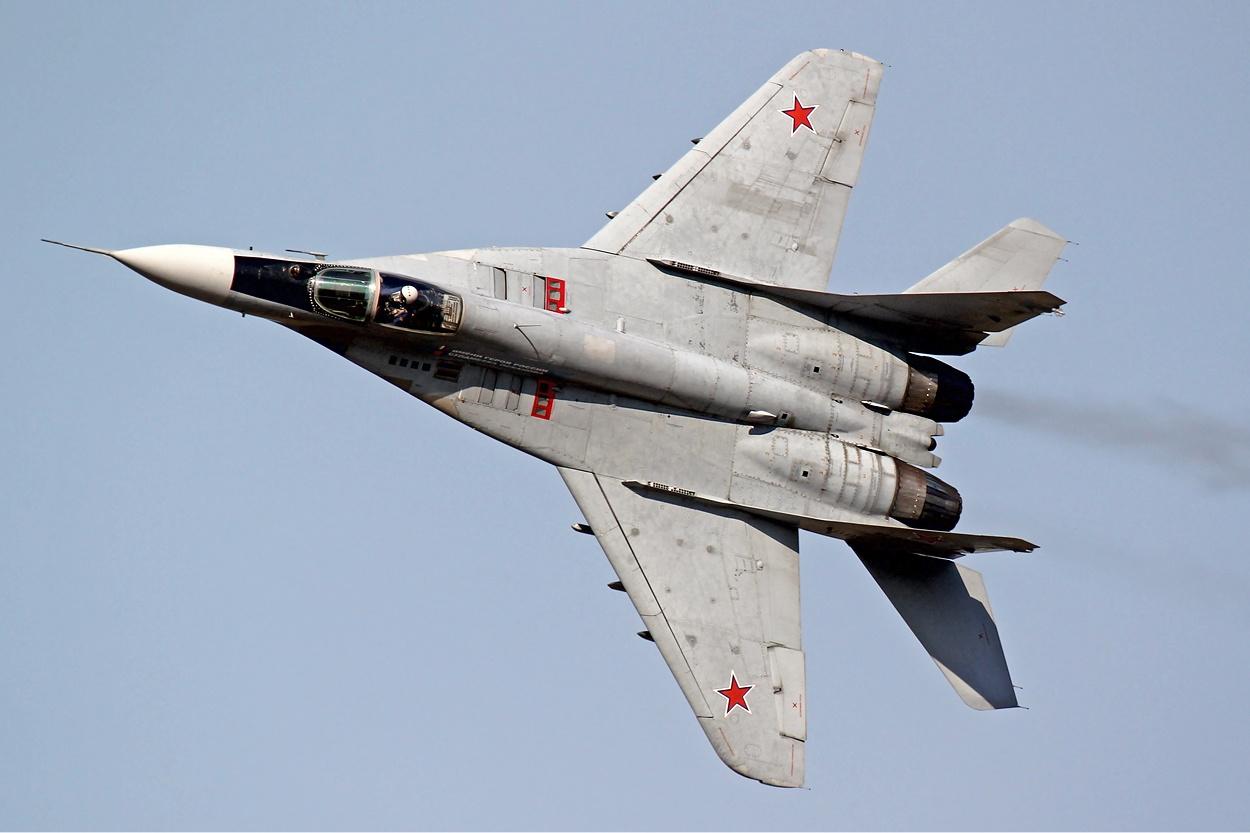 a flying MiG-29S from the Russian Air Force