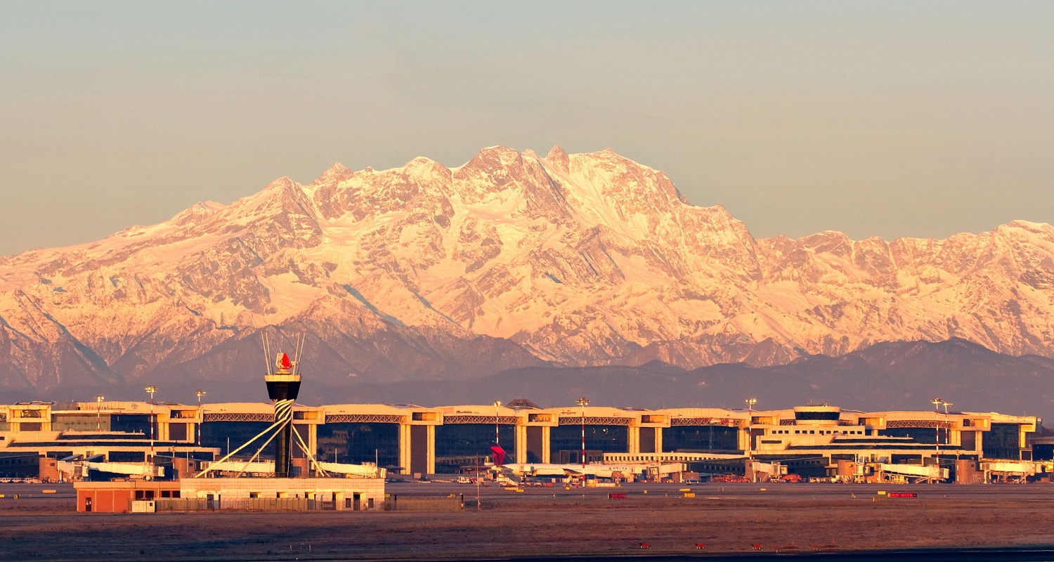 Milan Malpensa airport at sunrise