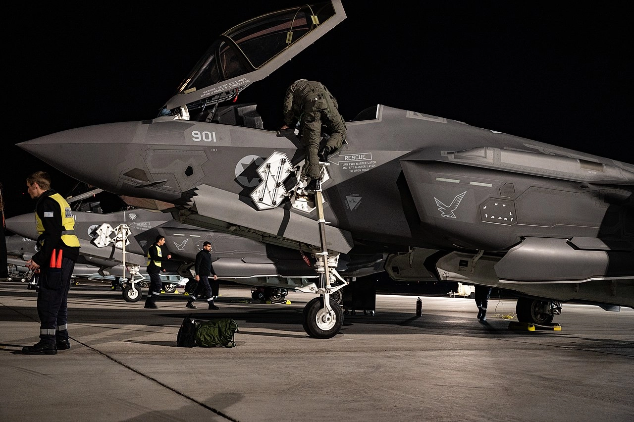 a pilot climbing into F-35I Adir