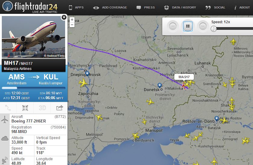 gui in flightradar24 displaying mas17 flight path