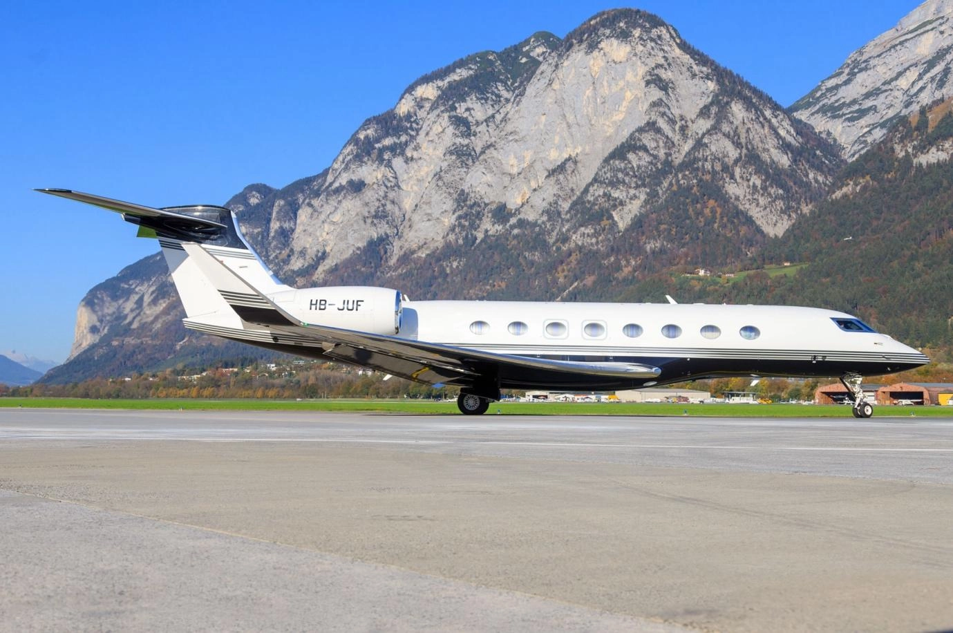 Private jet standing on a runway