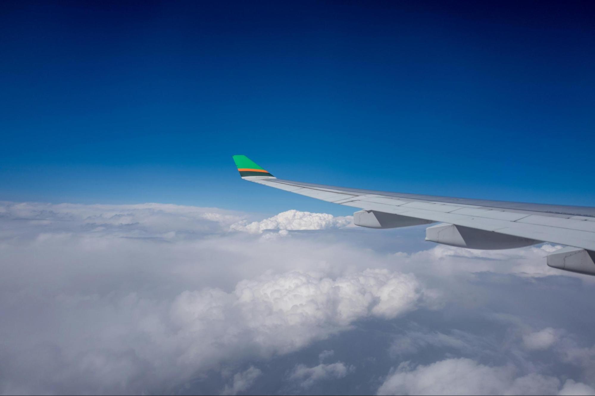 Fluffy White Clouds Seen from Airplane