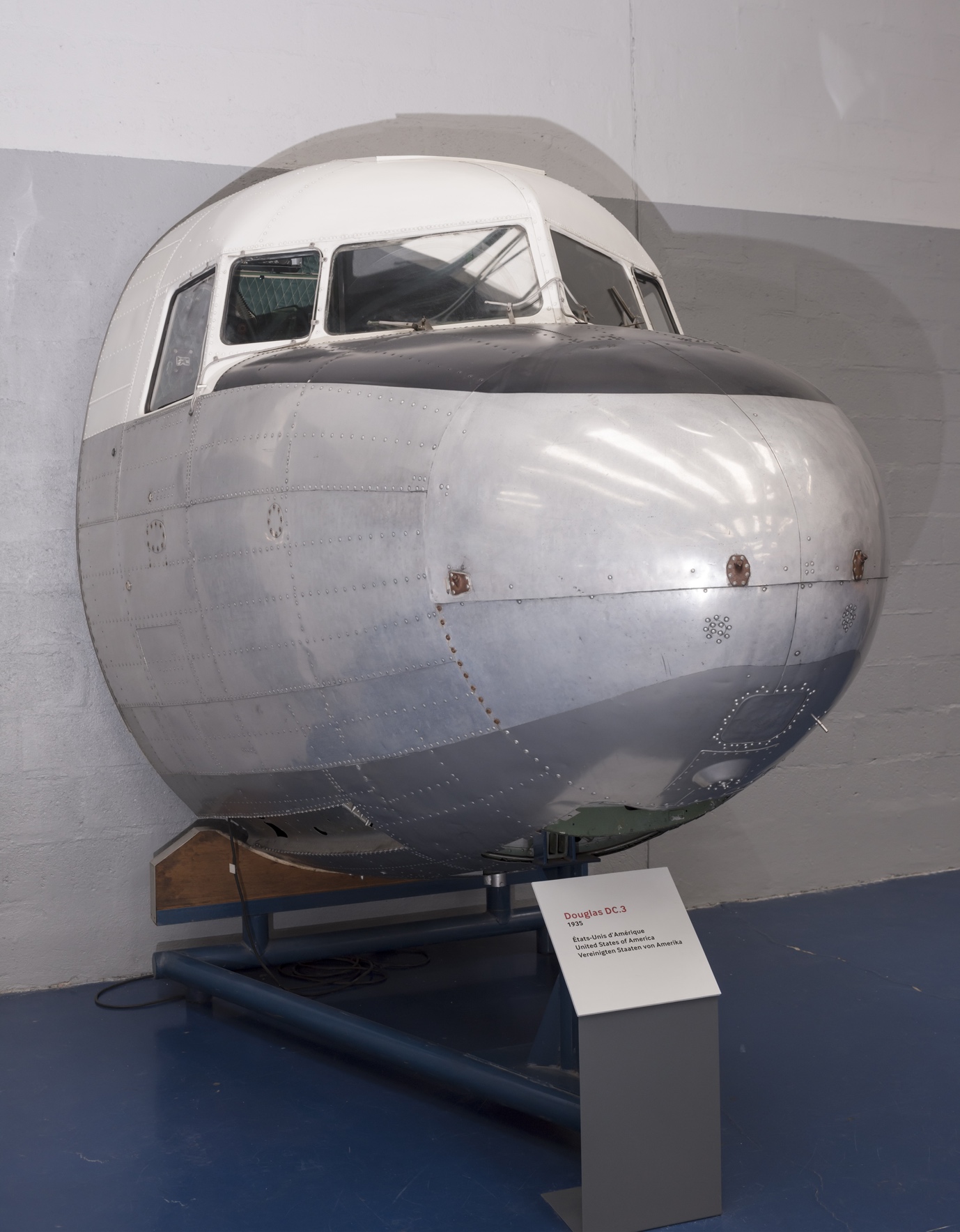 Douglas DC-3 exposition. Only the nose part of the plane is presented