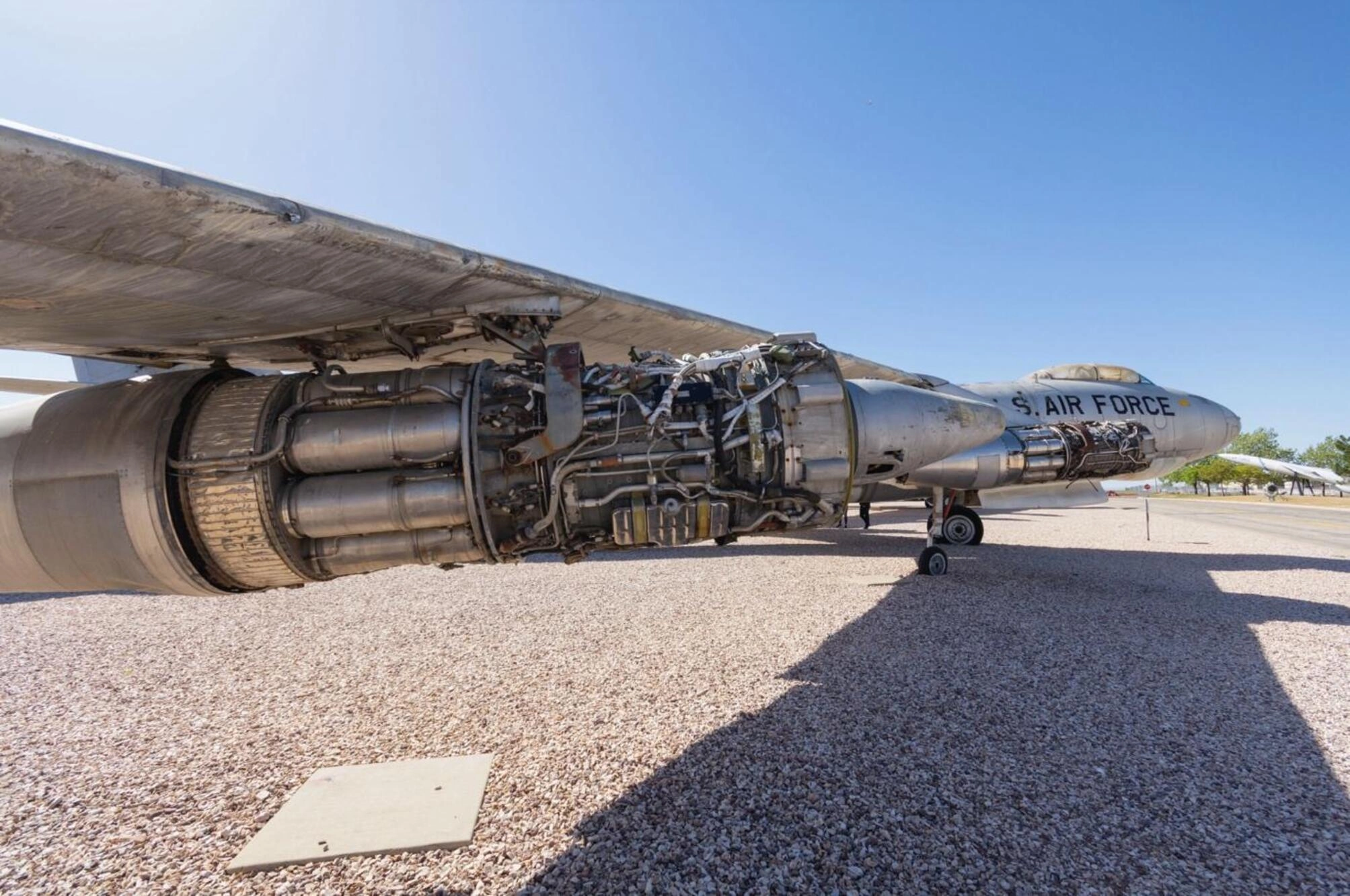 Boeing B-47 Stratojet in a museum together with different aircraft