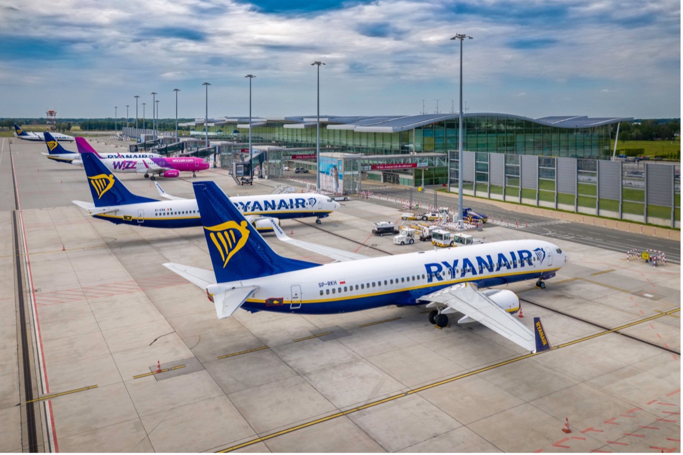 Ryanair planes standing at the airport