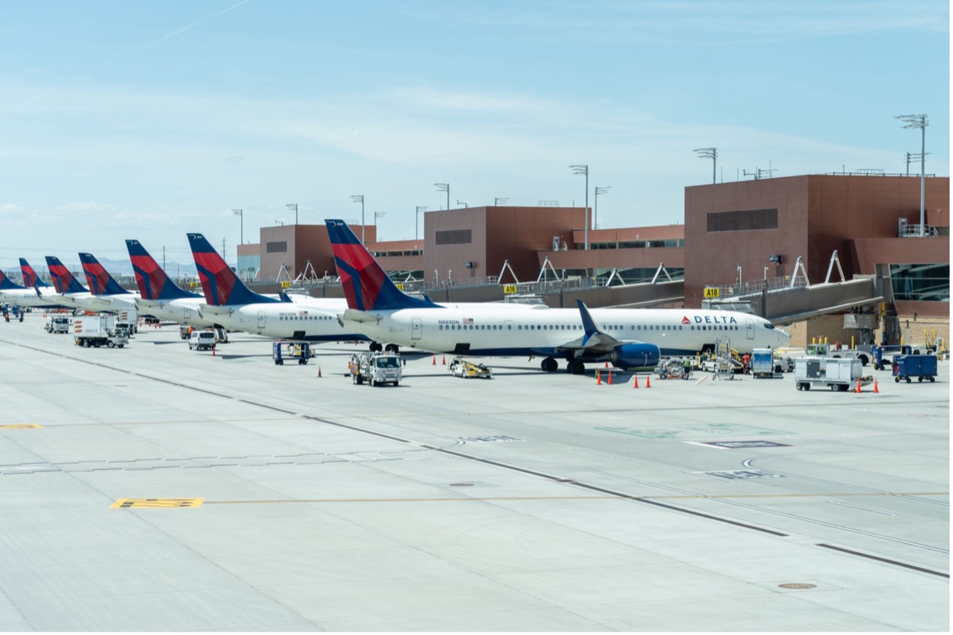 Delta planes parked at the gates